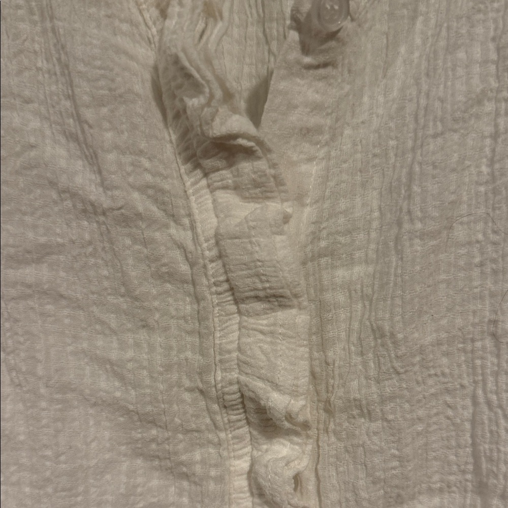 Dear John White Ruffled Button Down Shirt - Picture 3 of 4